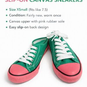 AKA Green & Pink Canvas Sneakers – Slip-On Style
